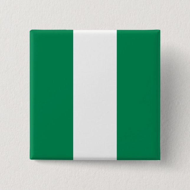 Badge Carré 5 Cm Bouton avec le drapeau du Nigeria (Devant)