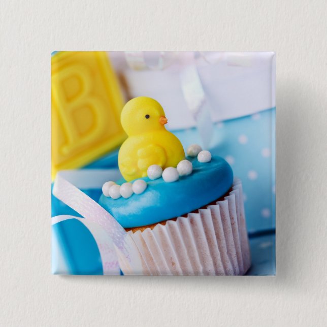 Badge Carré 5 Cm Bouton baby shower (Devant)
