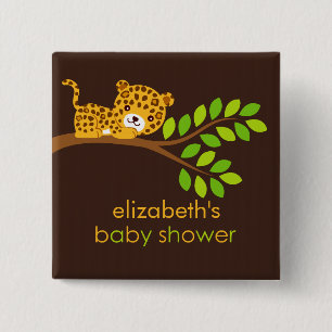 Badge Carré 5 Cm Bouton Baby shower petit léopard mignon