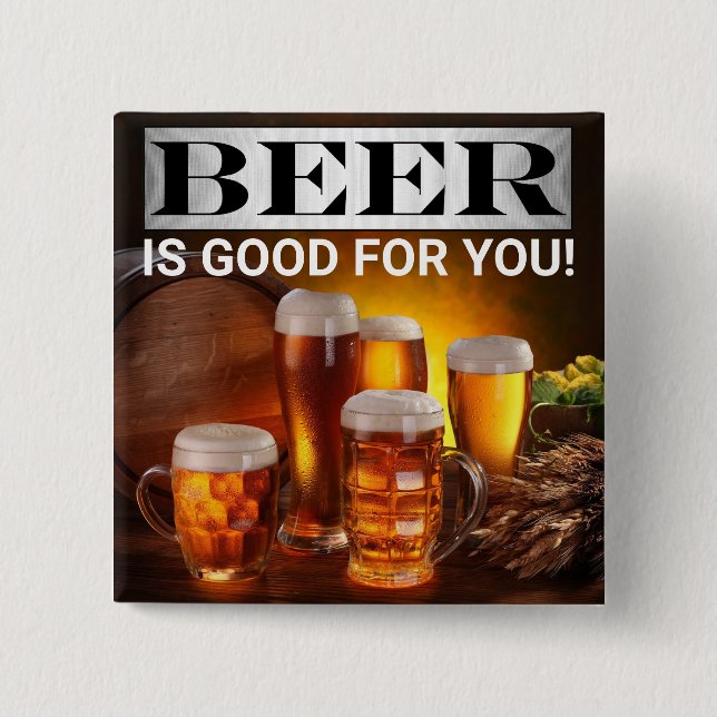 Badge Carré 5 Cm Bouton Beer™ (Devant)