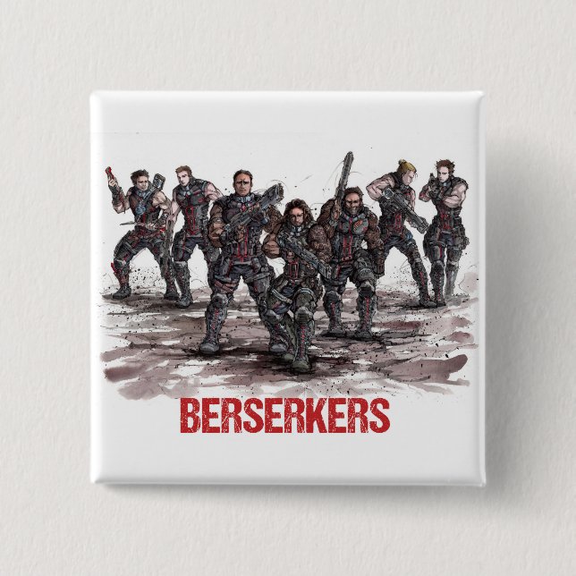Badge Carré 5 Cm Bouton Berserkers (Devant)
