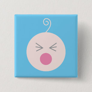 Badge Carré 5 Cm Bouton bleu de bébé de cri