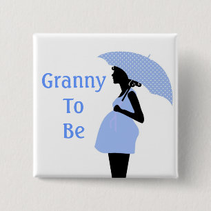 Badge Carré 5 Cm Bouton bleu de grand-mère