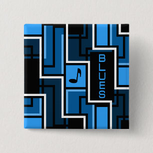 Badge Carré 5 Cm Bouton Blues