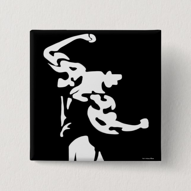 Badge Carré 5 Cm Bouton Bodybuilding (Devant)