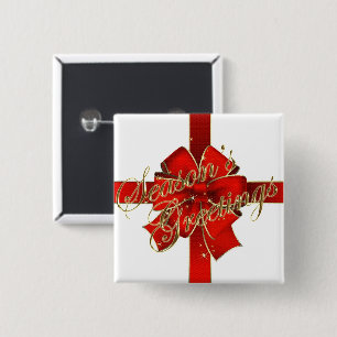 Badge Carré 5 Cm Bouton Bouche de Noël Étincelant