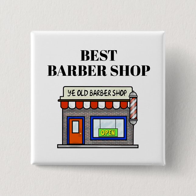 Badge Carré 5 Cm Bouton Boutique meilleur barbier (Devant)