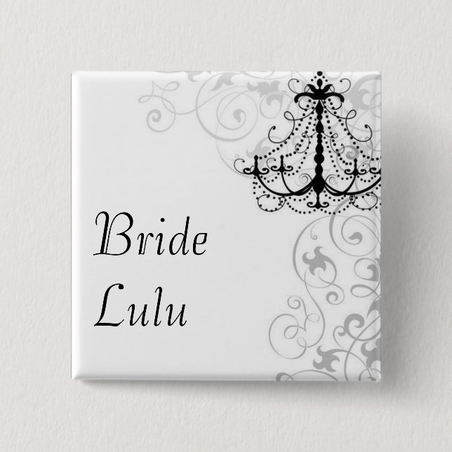 Badge Carré 5 Cm Bouton Bride lustre (Devant)
