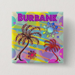 Badge Carré 5 Cm Bouton Burbank Happy and Hope