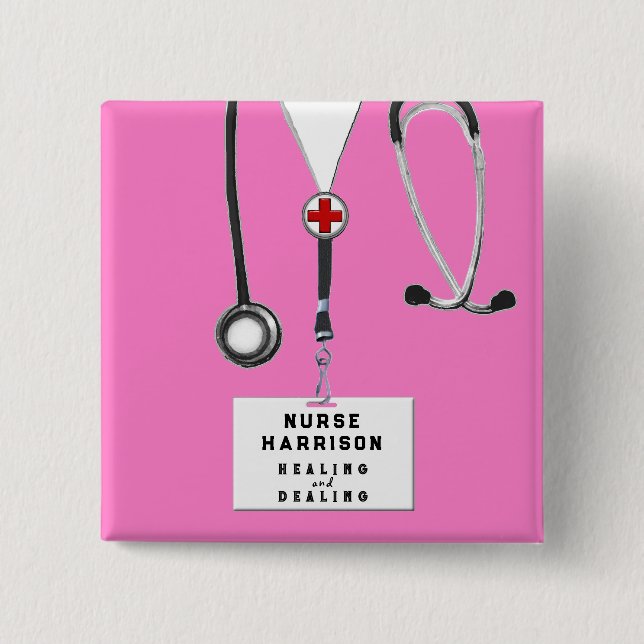 Badge Carré 5 Cm Bouton Cadeau d'appréciation de l'infirmière (Devant)