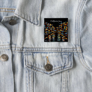 Badge Carré 5 Cm Bouton California Jazz Art