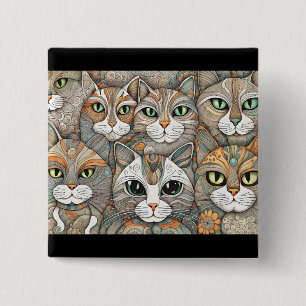 Badge Carré 5 Cm bouton calmer les chats