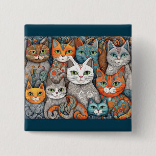Badge Carré 5 Cm bouton calmer les chats