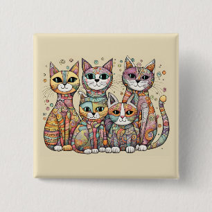 Badge Carré 5 Cm bouton calmer les chats