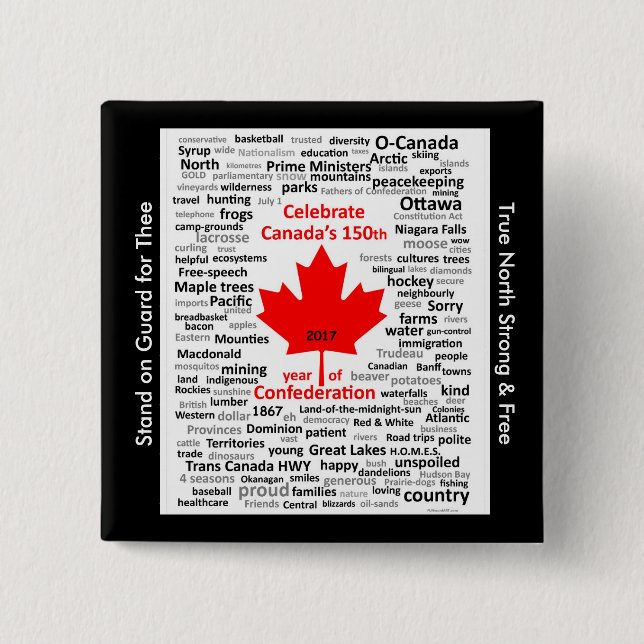 Badge Carré 5 Cm Bouton Canada150 (Devant)