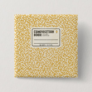 Badge Carré 5 Cm Bouton Carnet de composition jaune