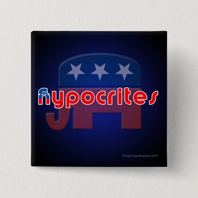 Badge Carré 5 Cm Bouton Carré anti-républicain hypocrites (Devant)