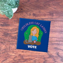 Badge Carré 5 Cm Bouton Carré bleu pour femmes sans chats enfants
