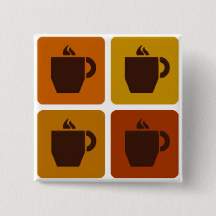 Badge Carré 5 Cm Bouton Carré café
