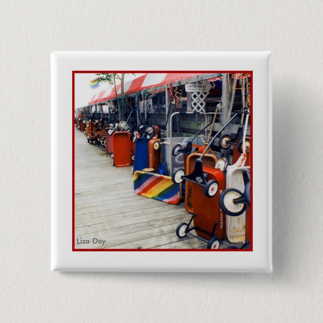 Badge Carré 5 Cm Bouton Carré cerise Grove Pride Wagon (Devant)