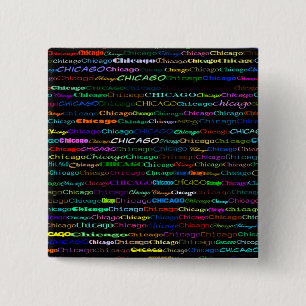 Badge Carré 5 Cm Bouton Carré Chicago Text Design I