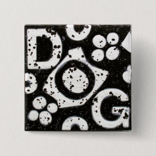 Badge Carré 5 Cm Bouton Carré chien