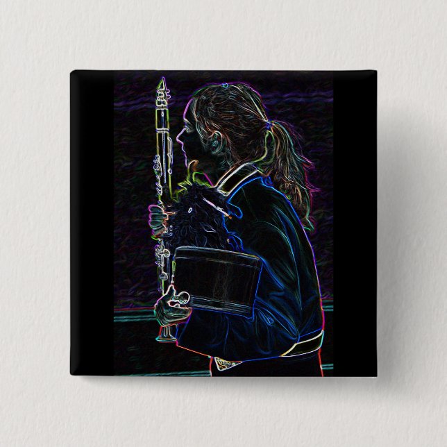 Badge Carré 5 Cm Bouton Carré Clarinetist Marching (Devant)