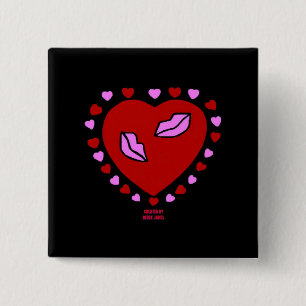 Badge Carré 5 Cm Bouton Carré de 2 pouces de joli coeur