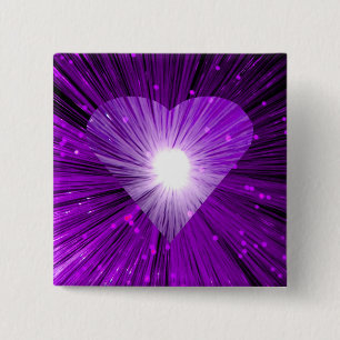 Badge Carré 5 Cm Bouton carré de coeur violet