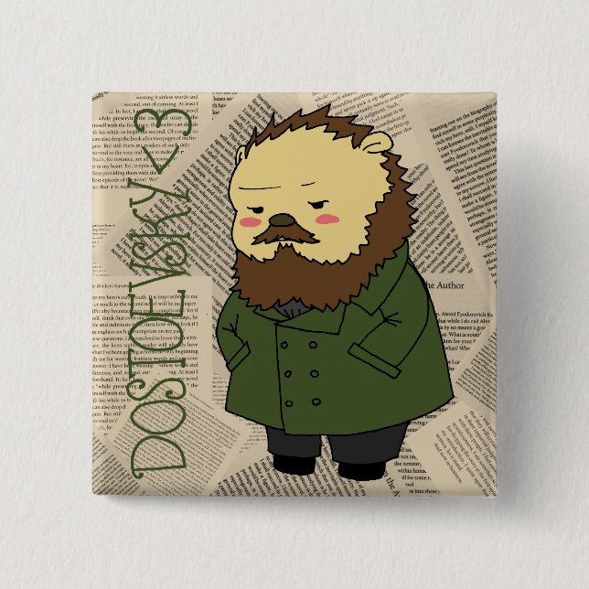 Badge Carré 5 Cm Bouton carré de Dostoevsky (Devant)