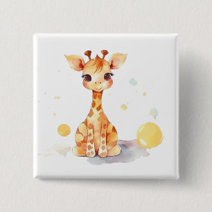 Badge Carré 5 Cm Bouton Carré de Giraffe Bébé mignon