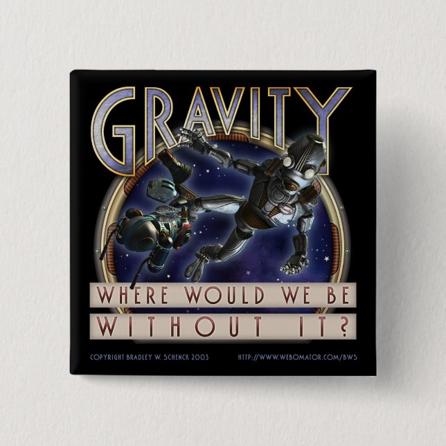 Badge Carré 5 Cm Bouton carré de "gravité" (Devant)