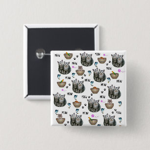 Badge Carré 5 Cm Bouton Carré de la viande de chat Kitten