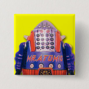 Badge Carré 5 Cm Bouton Carré de M. Atomic Toy