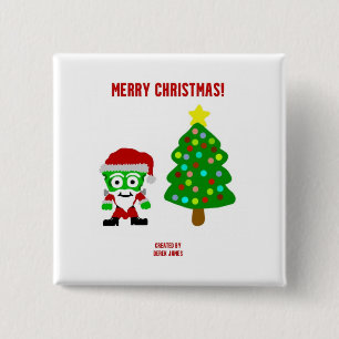 Badge Carré 5 Cm Bouton Carré de Noël FrankenCheese 2 pouces