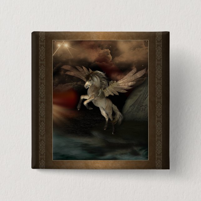 Badge Carré 5 Cm Bouton carré de Pegasus (Devant)