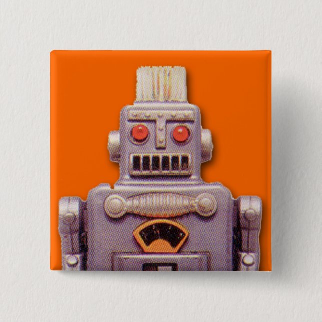 Badge Carré 5 Cm Bouton Carré de robot de jouets (Devant)