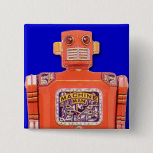 Badge Carré 5 Cm Bouton Carré de robot de machine Man Toy