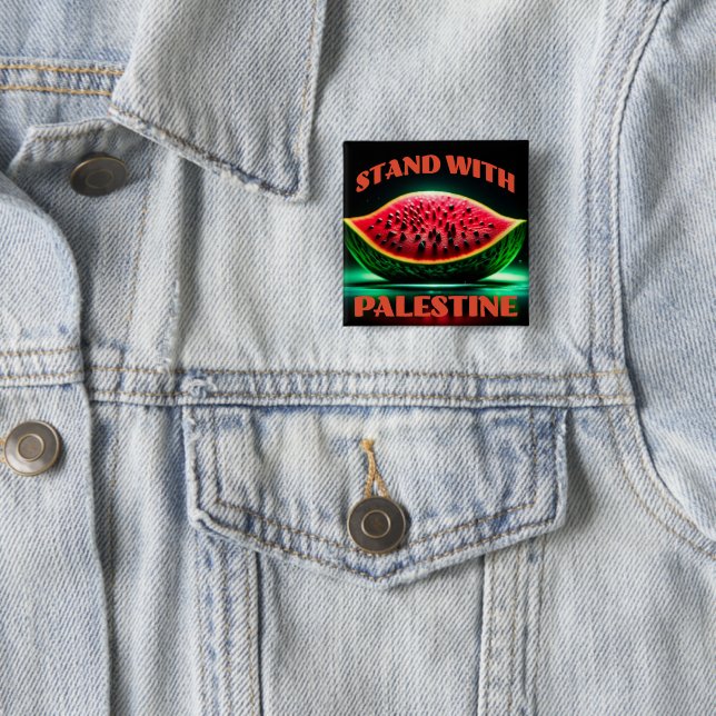Badge Carré 5 Cm Bouton Carré de Solidarité avec la Palestine (En situation)