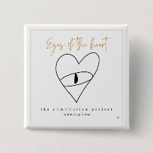 Bouton carré des yeux du coeur