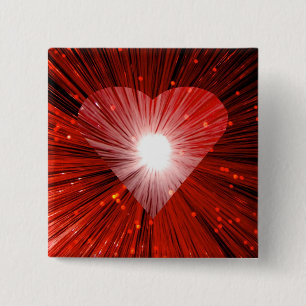Badge Carré 5 Cm Bouton carré du coeur rouge