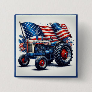 Badge Carré 5 Cm Bouton Carré du tracteur patriotique