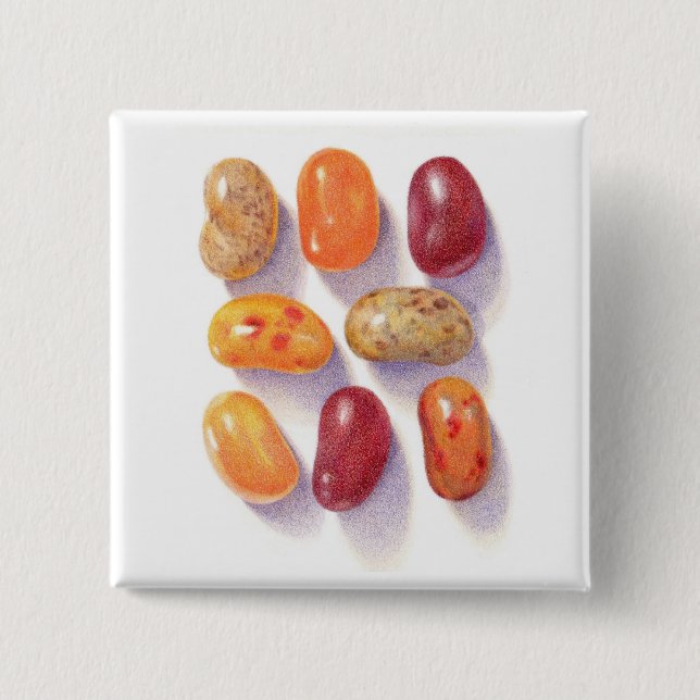Badge Carré 5 Cm Bouton Carré FALL JELLY BEANS (Devant)