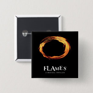 Badge Carré 5 Cm Bouton Carré FLAMES