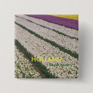 Badge Carré 5 Cm Bouton Carré Holland Tulips