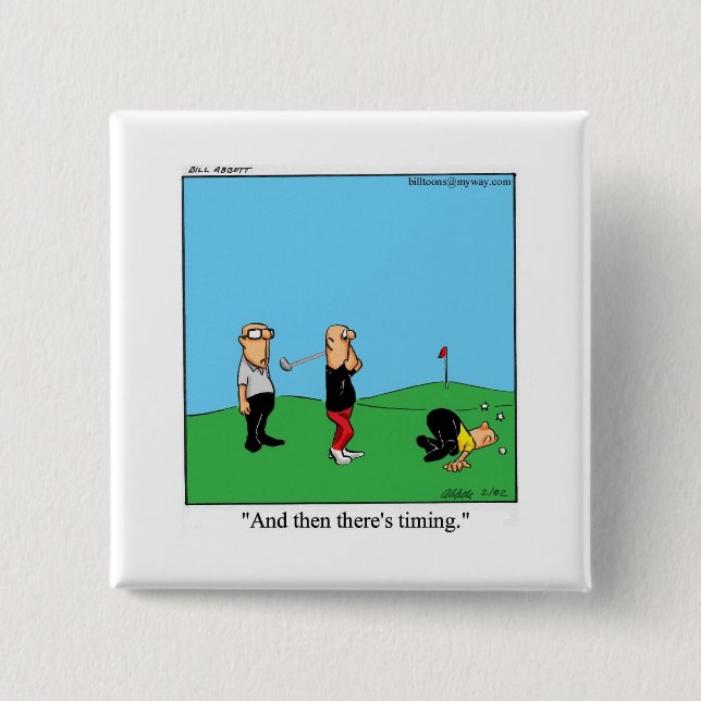 Badge Carré 5 Cm Bouton Carré Humour de golf (Devant)