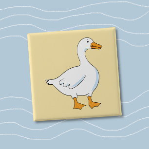 Badge Carré 5 Cm Bouton carré jaune oie dessin animé