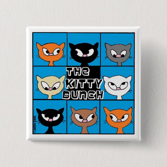 Badge Carré 5 Cm Bouton Carré Kitty Bunch (Devant)