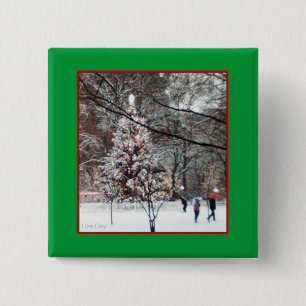 Badge Carré 5 Cm Bouton Carré "L'arbre de Noël"