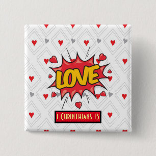 Badge Carré 5 Cm Bouton Carré Love Scripture